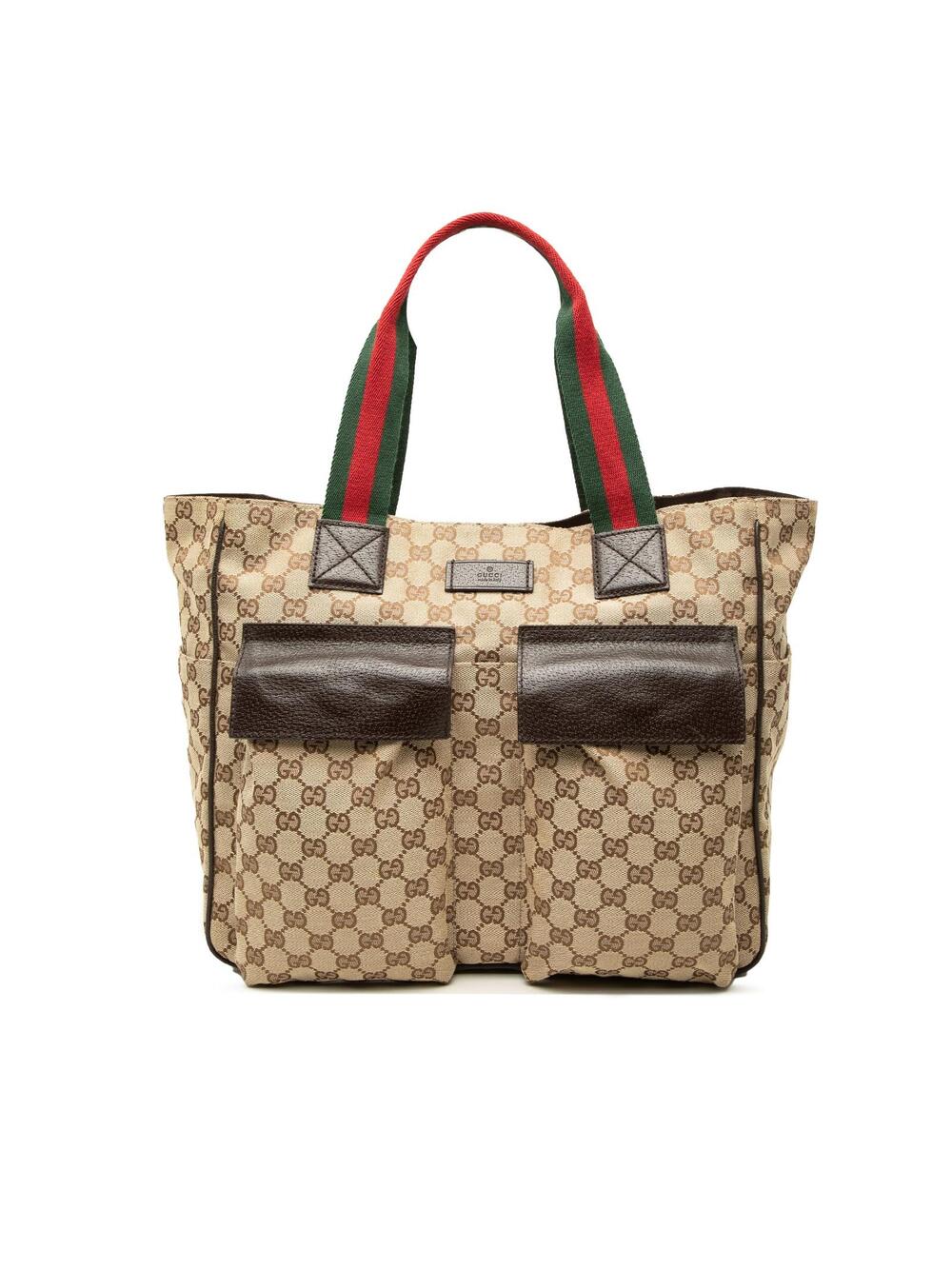 Gucci Gg Canvas Web Double Pockets Tote #351265G65B